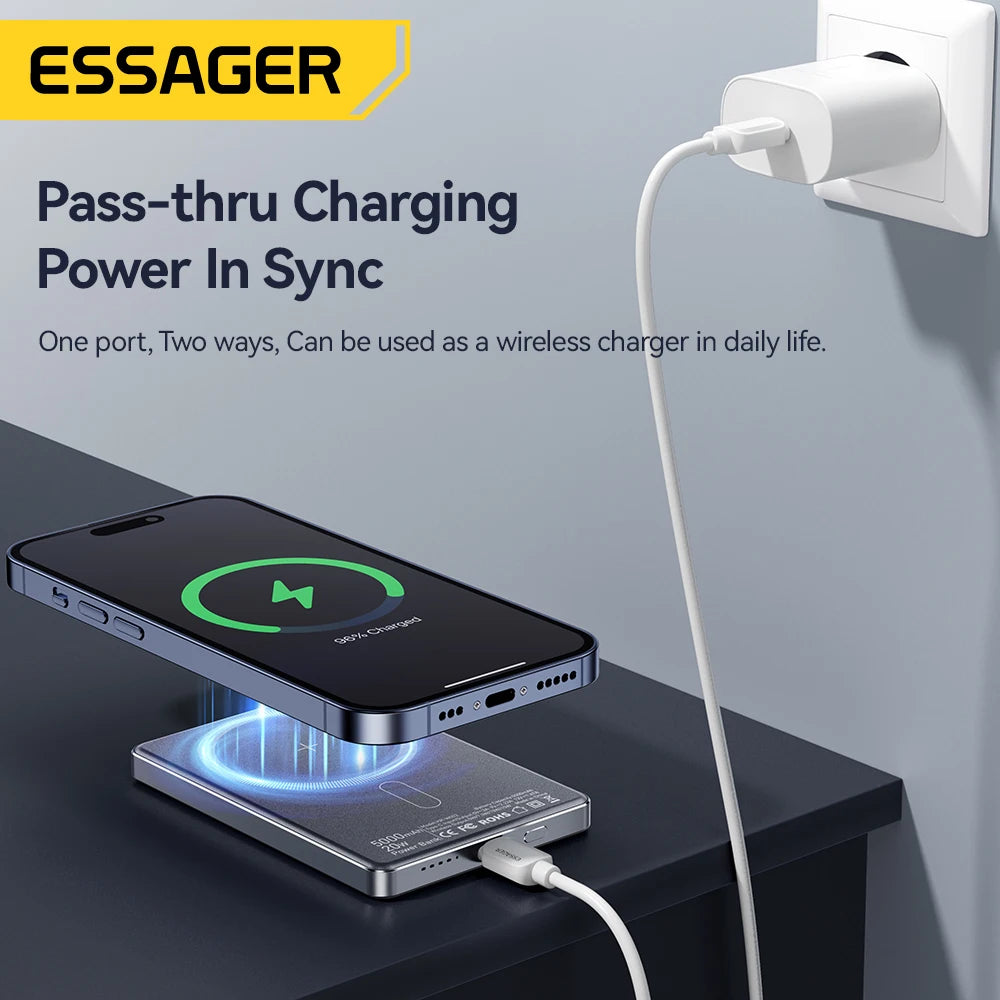 🔋 Batterie Externe Magnétique Gaming 5000 mAh | Charge Rapide 20W