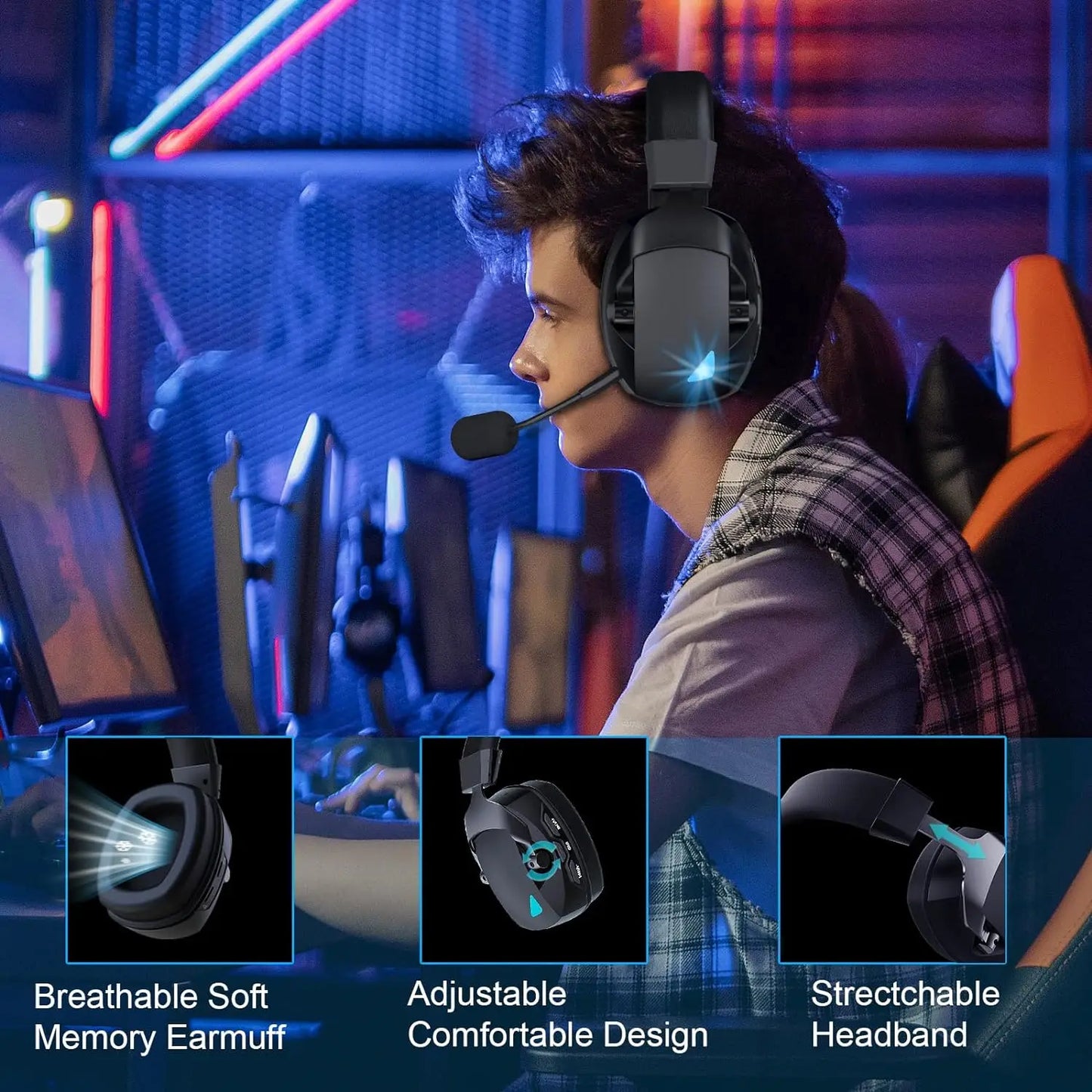 🎧 Casque Gaming Sans Fil 3-en-1 | Bluetooth, USB & Jack 3,5 mm