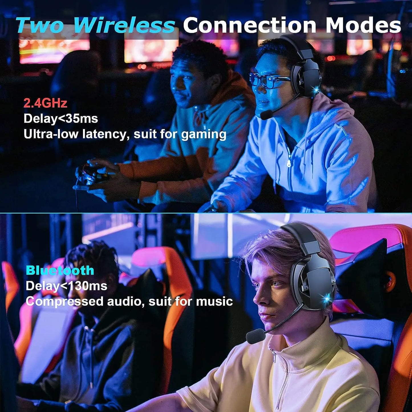 🎧 Casque Gaming Sans Fil 3-en-1 | Bluetooth, USB & Jack 3,5 mm